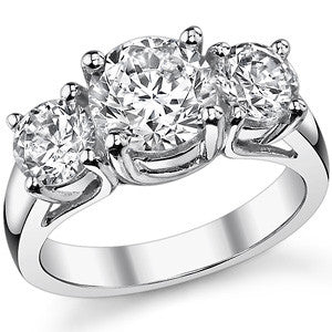2.5ct (7.5/5.0mm) Round Brilliant Moissanite Trellis 3 Stone Ring
