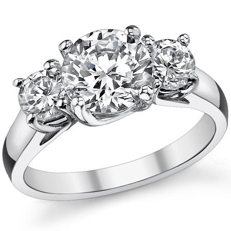 2.2ct (7.5/4.5mm) Round Brilliant Moissanite Trellis 3 Stone Ring