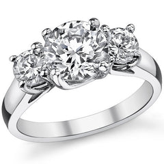 2.2ct (7.5/4.5mm) Round Brilliant Moissanite Trellis 3 Stone Ring