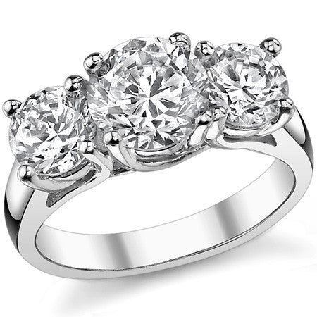 2.7ct (7.0/6.0mm) Round Brilliant Moissanite Trellis 3 Stone Ring