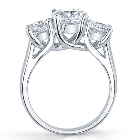 2.7ct (7.0/6.0mm) Round Brilliant Moissanite Trellis 3 Stone Ring