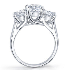 2.7ct (7.0/6.0mm) Round Brilliant Moissanite Trellis 3 Stone Ring