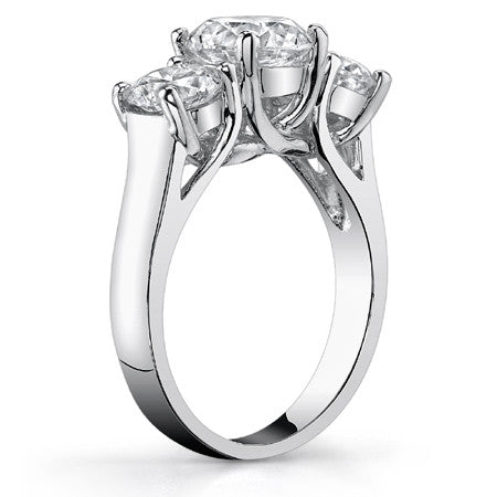 2.7ct (7.0/6.0mm) Round Brilliant Moissanite Trellis 3 Stone Ring