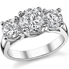 2.7ct (7.0/6.0mm) Round Brilliant Moissanite Trellis 3 Stone Ring