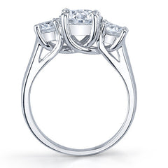 2.25ct (7mm/5mm) Round Brilliant Moissanite Trellis 3 Stone Ring