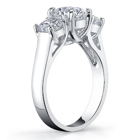 2.25ct (7mm/5mm) Round Brilliant Moissanite Trellis 3 Stone Ring
