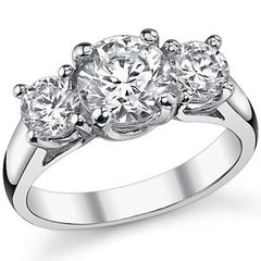 2.25ct (7mm/5mm) Round Brilliant Moissanite Trellis 3 Stone Ring