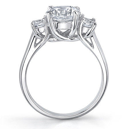 1.75ct (7mm/4mm) Round Brilliant Moissanite Trellis 3 Stone Ring