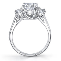 1.75ct (7mm/4mm) Round Brilliant Moissanite Trellis 3 Stone Ring