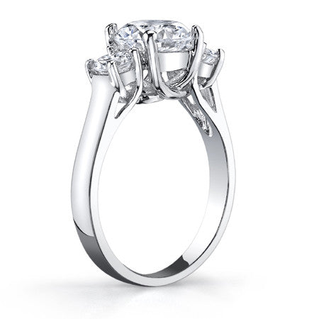 1.75ct (7mm/4mm) Round Brilliant Moissanite Trellis 3 Stone Ring