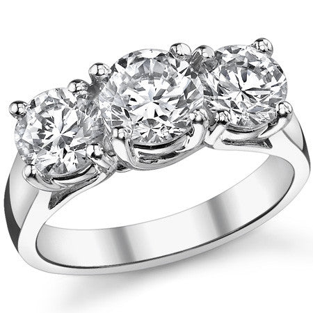 2.5ct (6.5/6.0mm) Round Brilliant Moissanite Trellis 3 Stone Ring