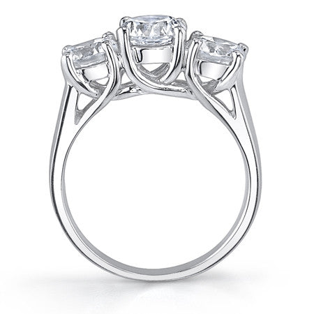 2.5ct (6.5/6.0mm) Round Brilliant Moissanite Trellis 3 Stone Ring