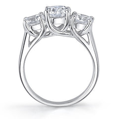 2.5ct (6.5/6.0mm) Round Brilliant Moissanite Trellis 3 Stone Ring
