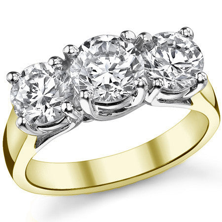 2.5ct (6.5/6.0mm) Round Brilliant Moissanite Trellis 3 Stone Ring