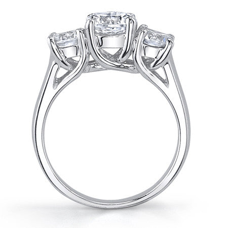 2.0ct (6.5/5.0mm) Round Brilliant Moissanite Trellis 3 Stone Ring