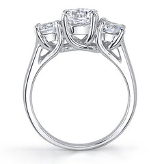 2.0ct (6.5/5.0mm) Round Brilliant Moissanite Trellis 3 Stone Ring
