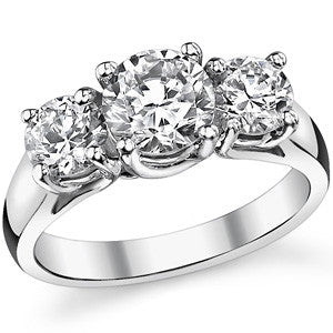 2.0ct (6.5/5.0mm) Round Brilliant Moissanite Trellis 3 Stone Ring