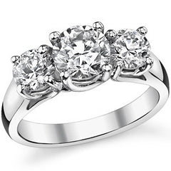 2.0ct (6.5/5.0mm) Round Brilliant Moissanite Trellis 3 Stone Ring