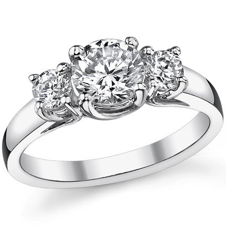 1.5ct (6.5/4.0mm) Round Brilliant Moissanite Trellis 3 Stone Ring