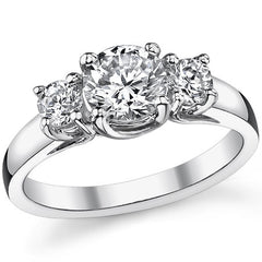 1.5ct (6.5/4.0mm) Round Brilliant Moissanite Trellis 3 Stone Ring