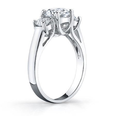 1.5ct (6.5/4.0mm) Round Brilliant Moissanite Trellis 3 Stone Ring