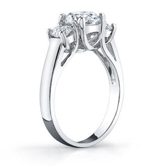 1.5ct (6.5/4.0mm) Round Brilliant Moissanite Trellis 3 Stone Ring
