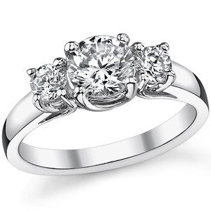 1.5ct (6.5/4.0mm) Round Brilliant Moissanite Trellis 3 Stone Ring