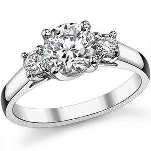 1.3ct (6.5/3.5mm) Round Brilliant Moissanite Trellis 3 Stone Ring