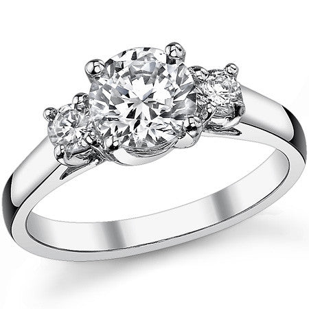 1.3ct (6.5/3.5mm) Round Brilliant Moissanite Trellis 3 Stone Ring