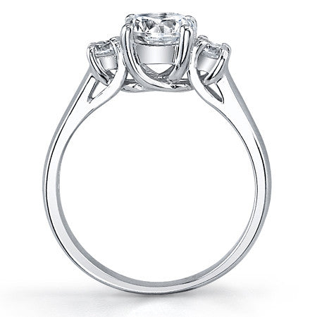 1.3ct (6.5/3.5mm) Round Brilliant Moissanite Trellis 3 Stone Ring