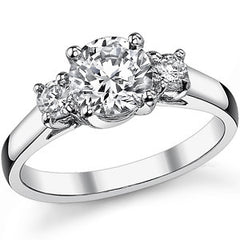 1.3ct (6.5/3.5mm) Round Brilliant Moissanite Trellis 3 Stone Ring