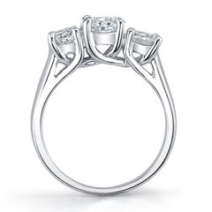 1.75ct (6mm/5mm) Round Brilliant Moissanite Trellis 3 Stone Ring