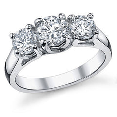 1.75ct (6mm/5mm) Round Brilliant Moissanite Trellis 3 Stone Ring