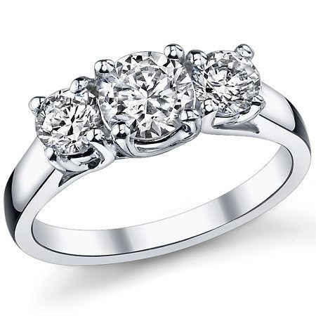 1.4ct (6mm/4.5mm) Round Brilliant Moissanite Trellis 3 Stone Ring