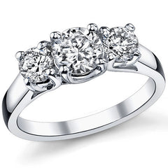 1.4ct (6mm/4.5mm) Round Brilliant Moissanite Trellis 3 Stone Ring