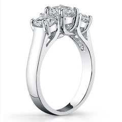 1.4ct (6mm/4.5mm) Round Brilliant Moissanite Trellis 3 Stone Ring