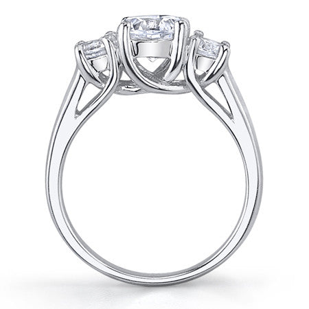 1.4ct (6mm/4.5mm) Round Brilliant Moissanite Trellis 3 Stone Ring