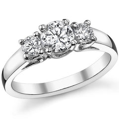 1.0ct (5mm/4mm) Round Brilliant Moissanite Trellis 3 Stone Ring