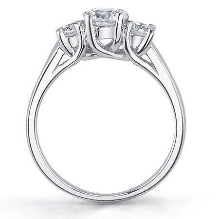 1.0ct (5mm/4mm) Round Brilliant Moissanite Trellis 3 Stone Ring