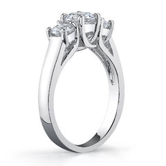 0.8ct (5mm/3.5mm) Round Brilliant Moissanite Trellis 3 Stone Ring