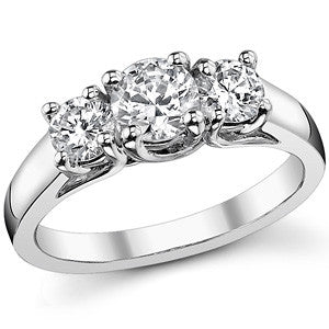 0.8ct (5mm/3.5mm) Round Brilliant Moissanite Trellis 3 Stone Ring