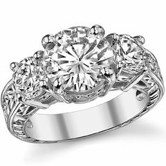5ct (9.5mm/6mm) Round Antique 3 Stone Ring