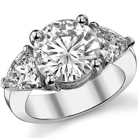 6.1ct (10.5mm/6mm) Round & Trillion cut Moissanite Three Stone Ring