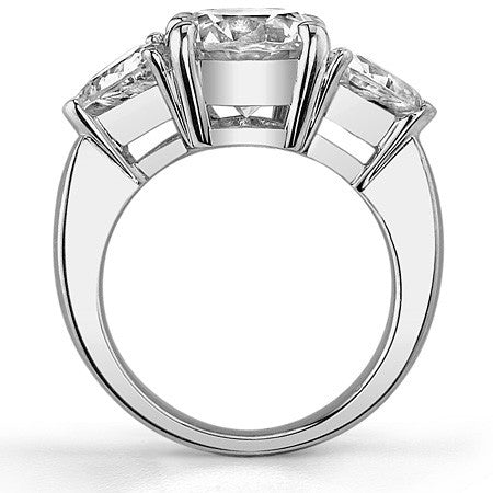 6.1ct (10.5mm/6mm) Round & Trillion cut Moissanite Three Stone Ring