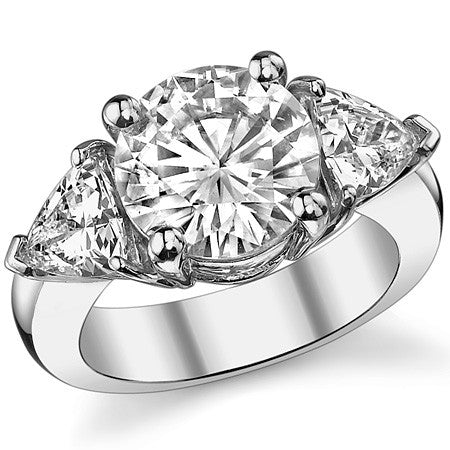 5.8ct (10mm/6.5mm) Round & Trillion Moissanite Three Stone Ring