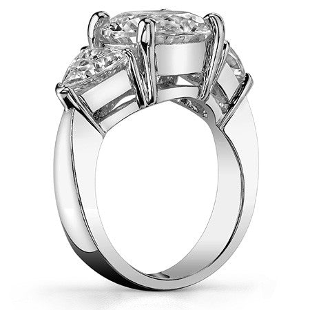 5.8ct (10mm/6.5mm) Round & Trillion Moissanite Three Stone Ring