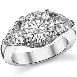 5.3ct (9.5mm/6.5mm) Round & Trillion Moissanite Three Stone Ring