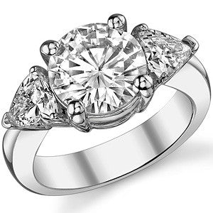 4.75ct (9.5mm/5.5mm) Round & Trillion Moissanite Three Stone Ring