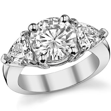 4.6ct (9mm/6mm) Round & Trillion Moissanite Three Stone Ring