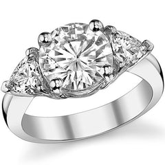 4.15ct (9mm/5mm) Round & Trillion Moissanite Three Stone Ring